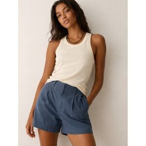 Banana Republic Womens Pleat Front Shorts Slate Blue High Rise 5 Inch Inseam 6
